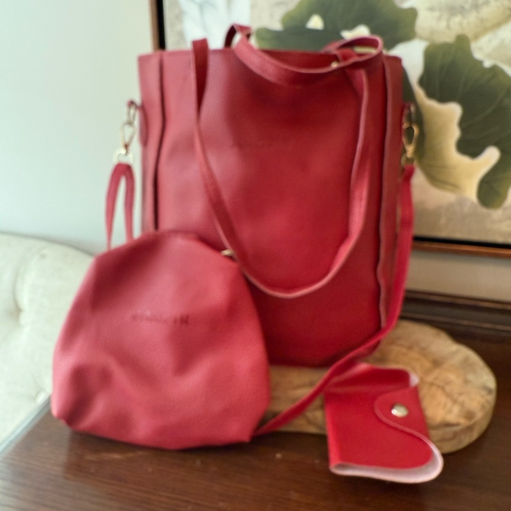 Purse Set Jingping Red Color Straps Shoulder Bag Crossbody